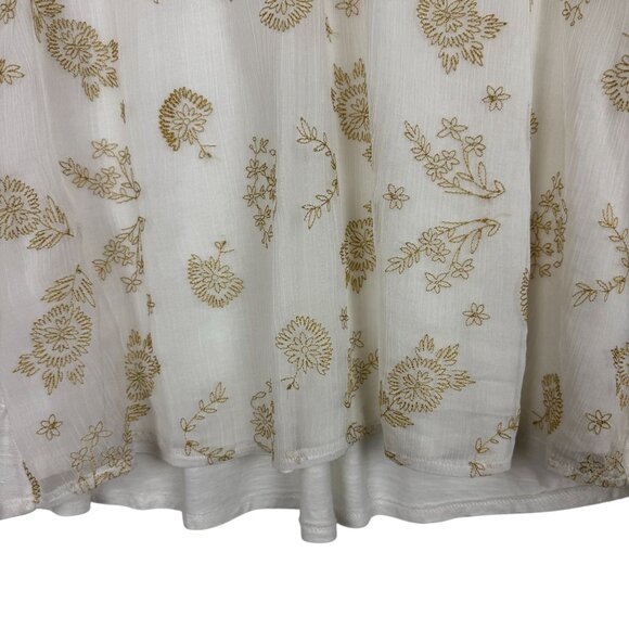 Style & Co Floral Embroidered Top Sz Large Layered Long Sleeve Studded Collar - Picture 4 of 12